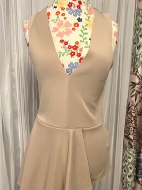 Zara Neutral Beige Deep V-Neck Tank